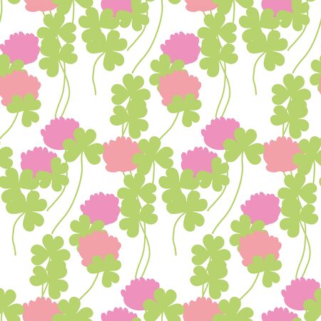 Flat floral clover seamless pattern vector illustration. Summer meadow flower for surface design^ fabric, wrapping paper, backgroundのイラスト素材
