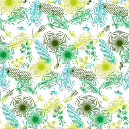 concept tropical leaves seamless pattern for print and web projects. vector illustration in modern geometric line styleのイラスト素材