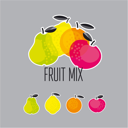 Simple cute summer fruit icon set for labels, surface design.のイラスト素材