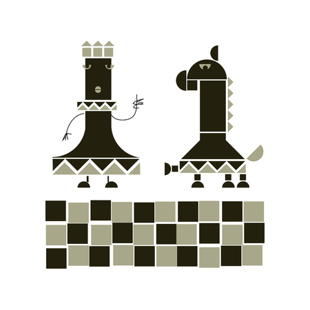 Geometry mosaic chess icons vector illustrationのイラスト素材