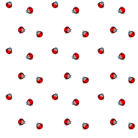 ladybug polka dot vector seamless patternのイラスト素材