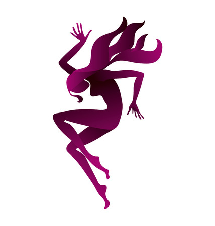 Girl dancing silhouette. vector illustrationのイラスト素材