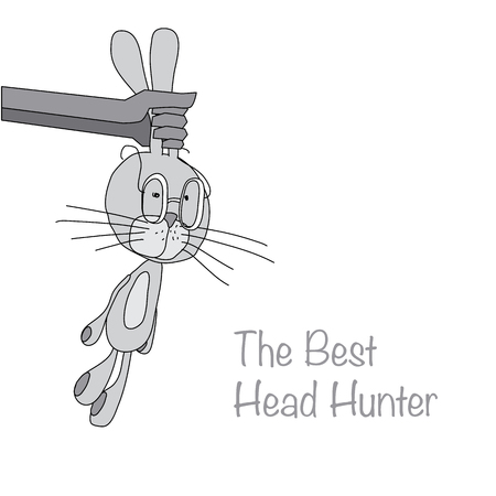 gray rabbit in the hunter hand vector illustrationのイラスト素材
