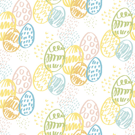 eggs doodle hand drawn seamless pattern. creative fabric repairable print in pale tender colorsのイラスト素材