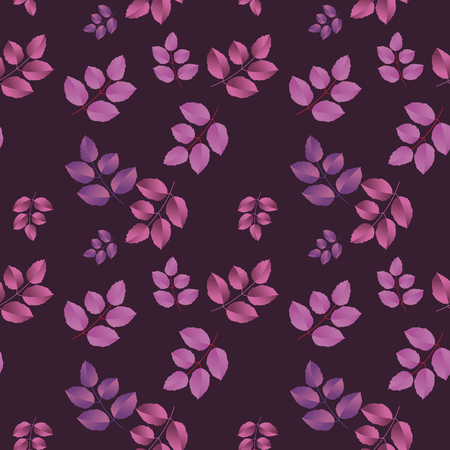 A rose leaf pattern vector seamless pattern on black background.のイラスト素材