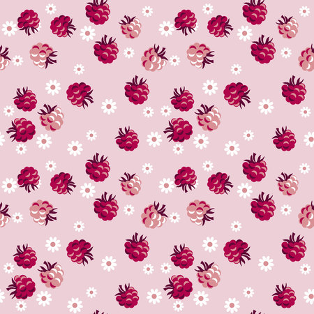 red berry on pale rosy background  seamless pattern. vector illustration.