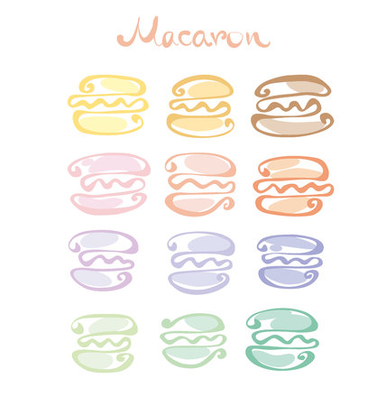 pale color  assorted macaron sweet cake. vector illustrationのイラスト素材
