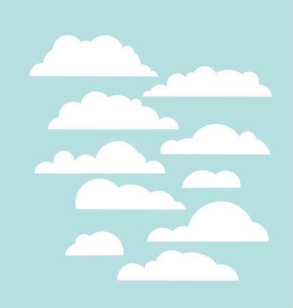 Set of blue sky clouds. Cloud shape icon. vector illustration design element.のイラスト素材