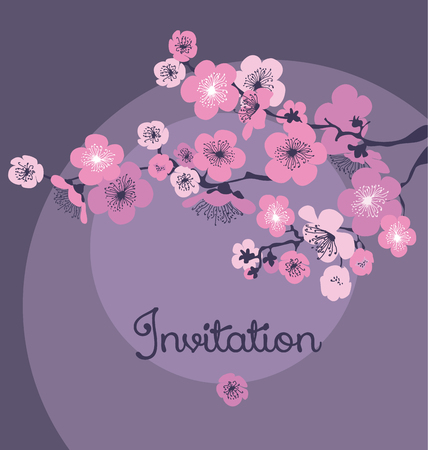 pale color cherry blossom in the night. vector illustrationのイラスト素材