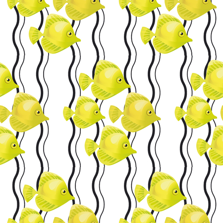 yellow and black coral fish concept seamless pattern. vector illustrationのイラスト素材