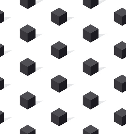 black and white conncept geomerty seamless pattern. abstract cube fabric motifのイラスト素材