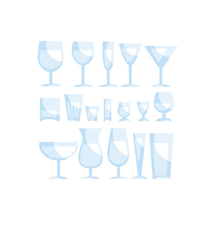 wine glass icon set. drinks, cocktails glasses simple vector illustrationのイラスト素材