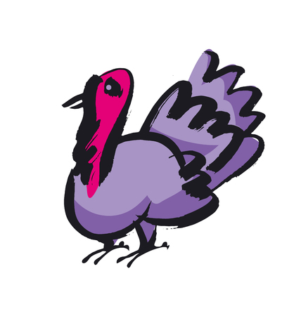 funny thanksgiving turkey sketch. american cuisine poultry vector illustrationのイラスト素材