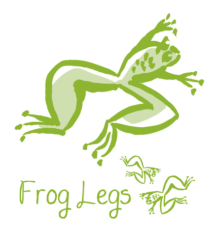 frog lags french meal concept illustration. green animal vector image. gourmet cuisine sketchのイラスト素材