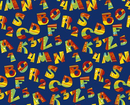 bright childish style letter seamless pattern. geometry textures funny font repeatable motif for preschool kidsのイラスト素材