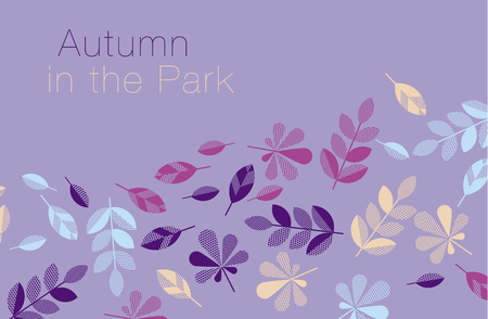 abstract geometry style vector autumn illustration. purple and violet color decorative leaves for surface design, card, invitation, headerのイラスト素材