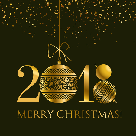 abstract gold new year baubles vector illustration. golden elegant style decorative design for celebration invitation, greeting card, header, bannerのイラスト素材