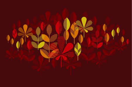 Autumn leaf fall geometry modern motif in bright vivid color.のイラスト素材