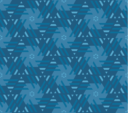 Abstract geometry floral motif. marine blue color abstract concept design. vector seamless pattern...