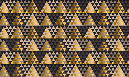 Luxury geometry black, gold and beige seamless vector illustration. Concept triangle geometric...