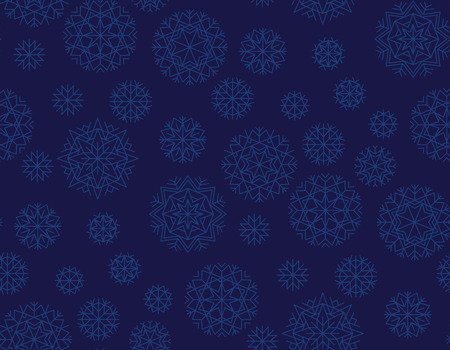 Dark blue repeatable motif for holiday wrapping paper, fabric, backdrop. Abstract winter vector background. Xmas and New Year elegant luxury style seamless pattern.のイラスト素材