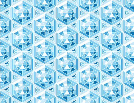 Abstract winter ice vector illustration. Blue mosaic geometry seamless pattern.のイラスト素材