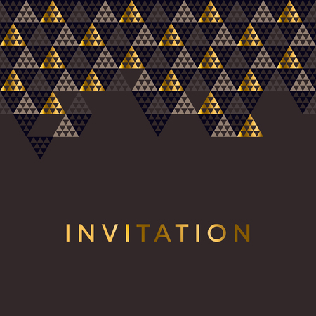 Geometry gold header vector illustration. Concept triangle geometric pattern on black background for card, invitation, header print and web design.のイラスト素材