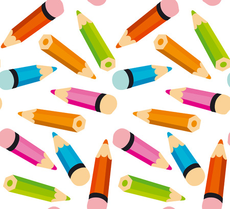 Seamless vector pattern with little colorful pencils. Childish repeatable motif for surface design. Fabric texture.のイラスト素材
