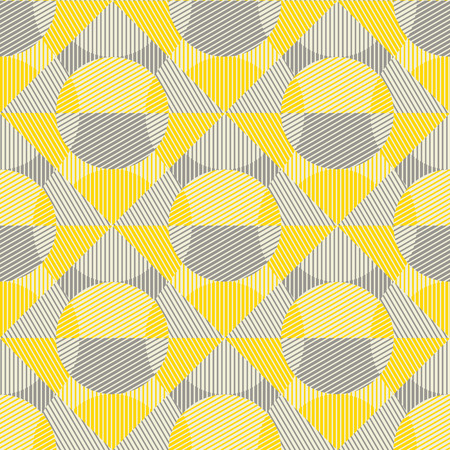 yellow and gray vintage geometric seamless pattern. abstract geometry lines repeatable motif for background, fabric, wrapping paper. complex stock vector illustration.のイラスト素材