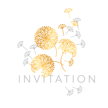 Abstract geometric dandelion flowers. Decorative floral abstract repeatable motif for card, invitation, poster. Stock vector illustration design element.のイラスト素材