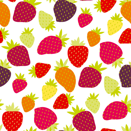 Simple strawberry seamless pattern for background, wrapping paper, fabric. Endless repeatable motif for surface design. stock vector illustrationのイラスト素材
