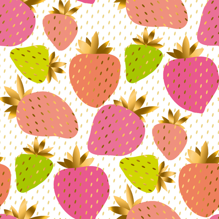 Luxury pale  color strawberry seamless pattern for background, wrapping paper, fabric. Endless repeatable motif for surface design. stock vector illustrationのイラスト素材