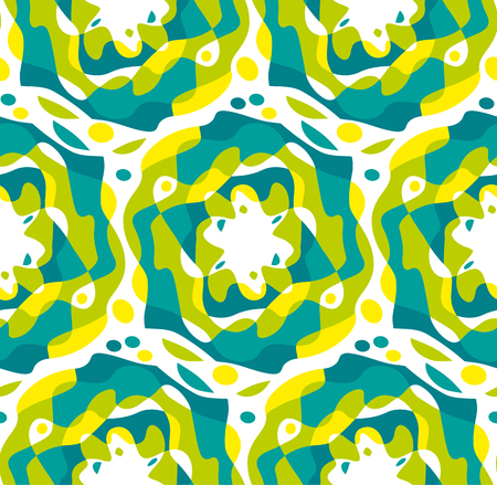 Tropical green colors abstract seamless pattern. Decorative modern geometric repeatable motif for background, wrapping paper, fabric, surface design. stock vector illustrationのイラスト素材