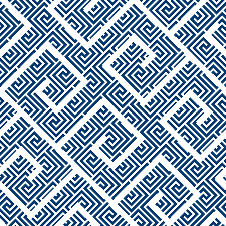 Complicated asian marine style seamless pattern. Concept geometric repeatable motif for background, wrapping paper, fabric, surface designのイラスト素材