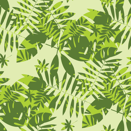 Shabby jungle camouflage seamless pattern. Geometric sophisticated leaves endless repeatable motif for surface design. Abstract modern summer seamless pattern for background, wrapping paper, fabric.のイラスト素材