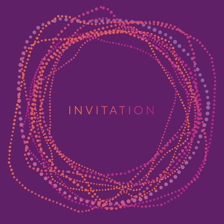 Abstract dots curve circles frame. Violet tribal design element for header, card, invitation, poster, cover and other web and print design projectsのイラスト素材