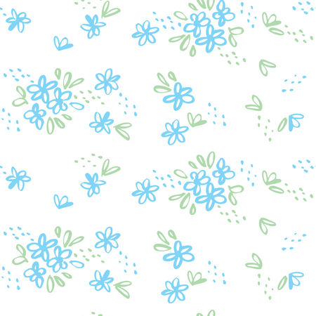 Naive sketch simple meadow flowers seamless pattern.のイラスト素材