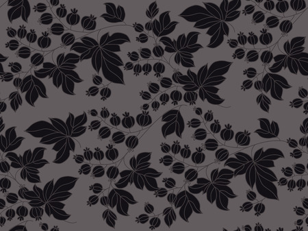 Decorative currant branches seamless pattern. Classic deep red repeatable motif  for background, wrapping paper, fabric, surface designのイラスト素材