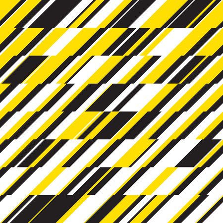 Modern dynamic diagonal stripes geometric seamless pattern for background, wrapping paper, fabric, surface design. Black and yellow repeatable motif.のイラスト素材