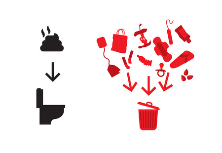 Unti clogging warning with stuff not to throw into toilet.のイラスト素材