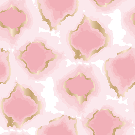 Gold and rosy natural abstract shapes seamless pattern for background, wrapping paper, fabric, surface design. Stock vector trendy surface design.のイラスト素材