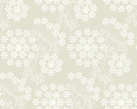 Light elegant modern shapes dill or fennel seamless pattern.  geometric style garden herbs repeatable motif for fabric, wrapping paperのイラスト素材