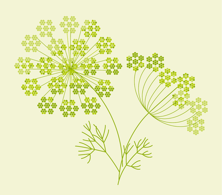 Abstract geometric dill or fennel design element. Natural green shades laconic motif for traditional folk cousin projects.のイラスト素材