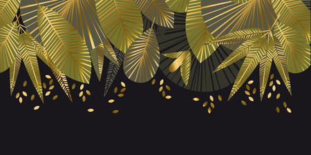 Tropical leaves decorative geometric abstract pattern. Exotic summer vacation decorative vector element for header, card, invitation, poster.のイラスト素材