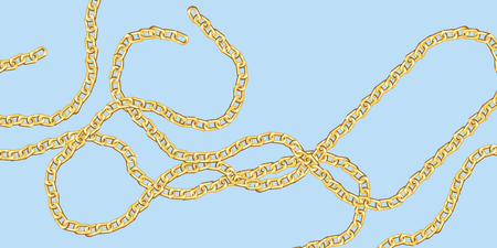 Gold cartoon jewelry on blue background.のイラスト素材