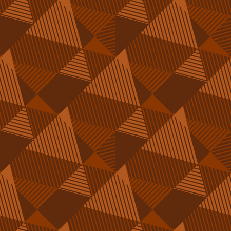Terra-cotta natural color geometric seamless pattern. Geometry stripe and triangle repeatable motif. Vector illustration for textile, fabric, surface design, carpet.のイラスト素材
