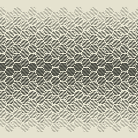 Abstract degrade illusion with striped hexagon shapes. One-color minimal vector illustration for background, web and print design.のイラスト素材