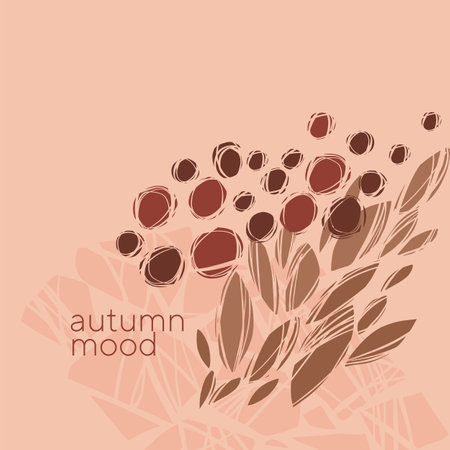 Autumn abstract drawing. Modern vector illustration with falling leaves and flowers. Creative seamless pattern with hand drawn shapesのイラスト素材