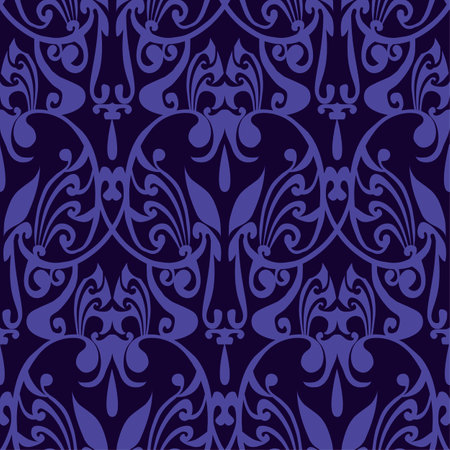 Spooky halloween ornament seamless pattern for background, fabric, textile, wrap, surface, web and print design. Textile vector tile rapport inspired by Paris metro grid.のイラスト素材