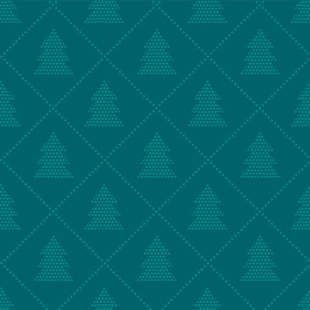 Laconic modest Christmas vector seamless pattern with trees. Xmas modern rapport. Christmas polka dot pattern. Christmas trees. Simple wrapping paper.のイラスト素材